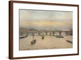 'Waterloo Bridge From Charing Cross Railway Bridge', 1888 (1926)-John Crowther-Framed Giclee Print