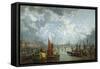 Waterloo Bridge from the River Thames-John Macvicar Anderson-Framed Stretched Canvas