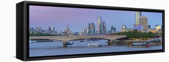 Waterloo Bridge over the River Thames, St. Paul's Cathedral and The City of London skyline-Frank Fell-Framed Stretched Canvas