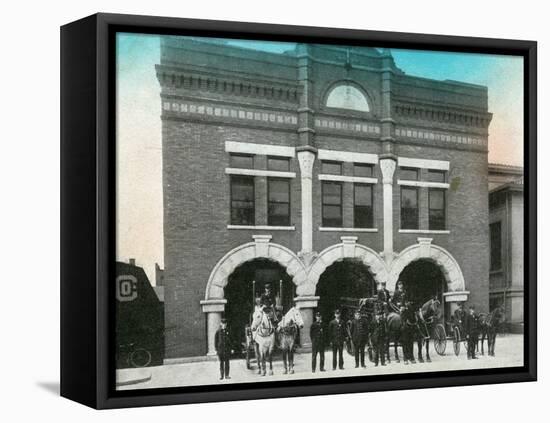 Waterloo, Iowa - Exterior View of Central Fire Station-Lantern Press-Framed Stretched Canvas