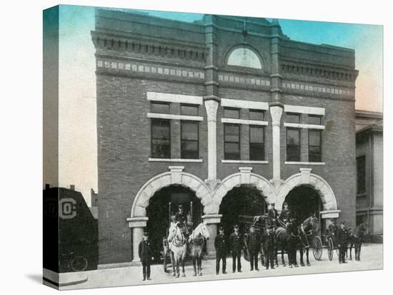 Waterloo, Iowa - Exterior View of Central Fire Station-Lantern Press-Stretched Canvas