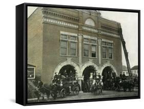 Waterloo, Iowa - Fire Station Exterior Photograph-Lantern Press-Framed Stretched Canvas