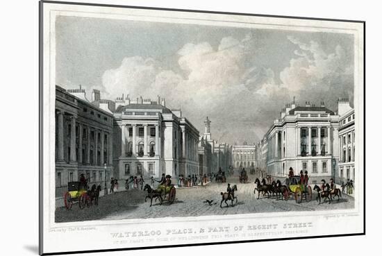 Waterloo Place and Part of Regent Street, Westminster, London, 1828-William Tombleson-Mounted Giclee Print