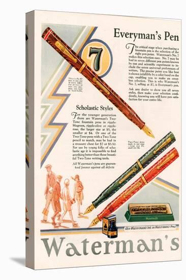 Waterman's, Magazine Advertisement, UK, 1929-null-Stretched Canvas