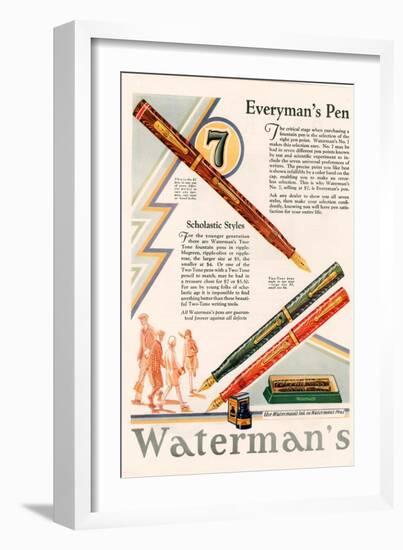 Waterman's, Magazine Advertisement, UK, 1929-null-Framed Giclee Print