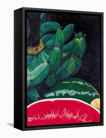 Watermelon and Green Bananas, 2002-Pedro Diego Alvarado-Framed Stretched Canvas