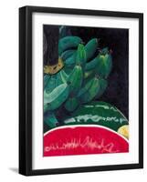 Watermelon and Green Bananas, 2002-Pedro Diego Alvarado-Framed Giclee Print