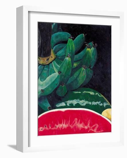 Watermelon and Green Bananas, 2002-Pedro Diego Alvarado-Framed Giclee Print