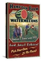 Watermelon Farm - Vintage Sign-Lantern Press-Stretched Canvas