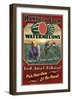 Watermelon Farm - Vintage Sign-Lantern Press-Framed Art Print