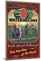 Watermelon Farm - Vintage Sign-Lantern Press-Mounted Art Print