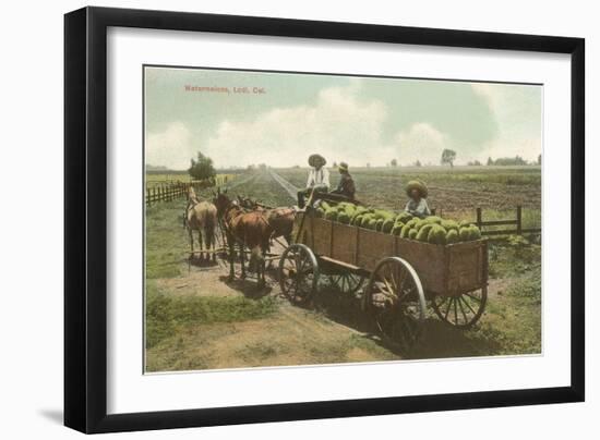 Watermelon in Cart, Lodi, California-null-Framed Art Print