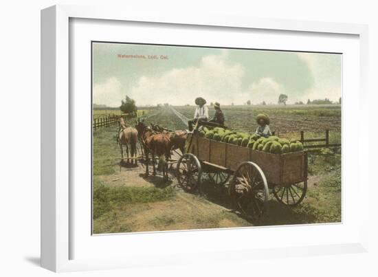Watermelon in Cart, Lodi, California-null-Framed Art Print