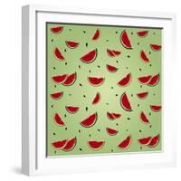 Watermelon Pattern-AnaMarques-Framed Art Print