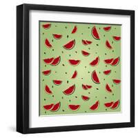 Watermelon Pattern-AnaMarques-Framed Art Print