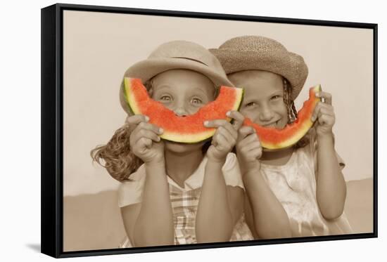 Watermelon Smiles-Betsy Cameron-Framed Stretched Canvas