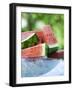 Watermelon Wedges in a Bowl of Ice Cubes-Foodcollection-Framed Photographic Print