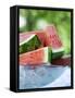 Watermelon Wedges in a Bowl of Ice Cubes-Foodcollection-Framed Stretched Canvas