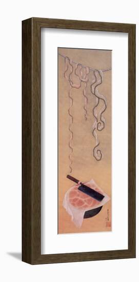 Watermelon with Japanese Knife-Jyakuchu Ito-Framed Giclee Print