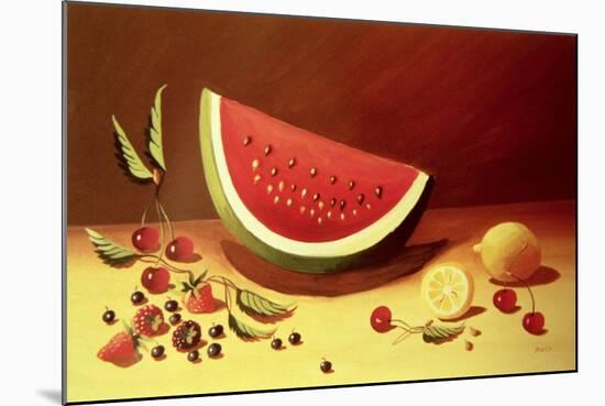 Watermelon-Dory Coffee-Mounted Giclee Print