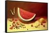 Watermelon-Dory Coffee-Framed Stretched Canvas