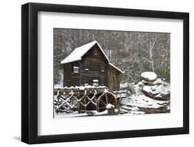 Watermill in a forest in winter, Glade Creek Grist Mill, Babcock State Park, Fayette County, Wes...-Panoramic Images-Framed Photographic Print