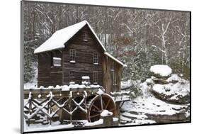 Watermill in a forest in winter, Glade Creek Grist Mill, Babcock State Park, Fayette County, Wes...-Panoramic Images-Mounted Photographic Print