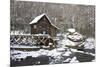 Watermill in a forest in winter, Glade Creek Grist Mill, Babcock State Park, Fayette County, Wes...-Panoramic Images-Mounted Photographic Print