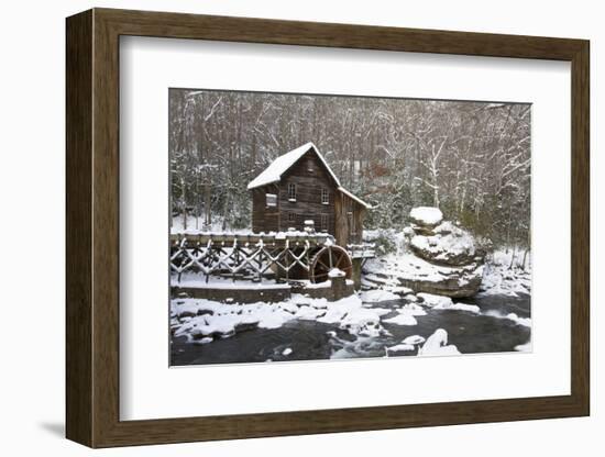 Watermill in a forest in winter, Glade Creek Grist Mill, Babcock State Park, Fayette County, Wes...-Panoramic Images-Framed Photographic Print