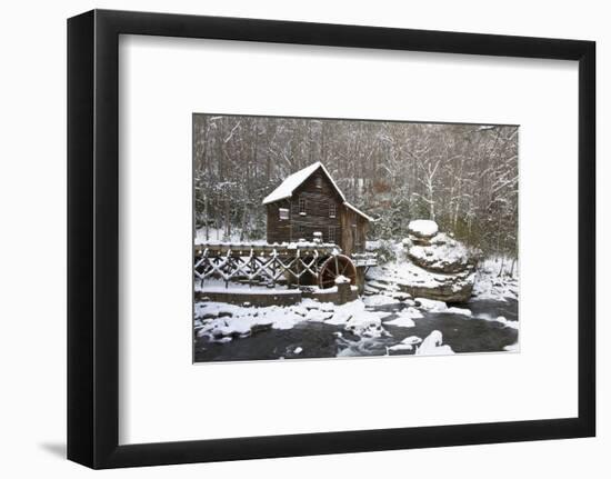 Watermill in a forest in winter, Glade Creek Grist Mill, Babcock State Park, Fayette County, Wes...-Panoramic Images-Framed Photographic Print