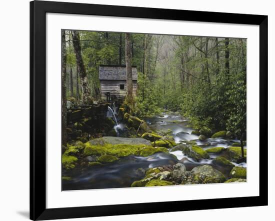 Watermill in Forest by Stream, Roaring Fork, Great Smoky Mountains National Park, Tennessee, USA-Adam Jones-Framed Photographic Print