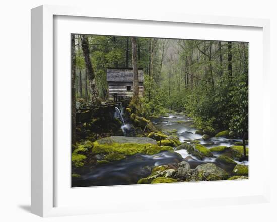 Watermill in Forest by Stream, Roaring Fork, Great Smoky Mountains National Park, Tennessee, USA-Adam Jones-Framed Premium Photographic Print