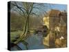Watermill Reflected in Still Water, Near Montreuil, Crequois Valley, Nord Pas De Calais, France-Michael Busselle-Stretched Canvas