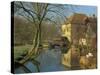 Watermill Reflected in Still Water, Near Montreuil, Crequois Valley, Nord Pas De Calais, France-Michael Busselle-Stretched Canvas