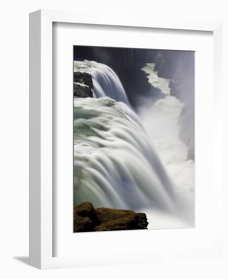 Waters of Gullfoss, Europe's Biggest Waterfall, Thundering Into a Deep Ravine, Iceland-null-Framed Photographic Print