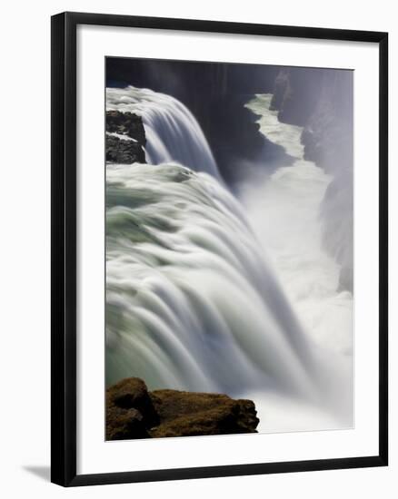 Waters of Gullfoss, Europe's Biggest Waterfall, Thundering Into a Deep Ravine, Iceland-null-Framed Photographic Print