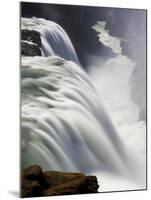 Waters of Gullfoss, Europe's Biggest Waterfall, Thundering Into a Deep Ravine, Iceland-null-Mounted Photographic Print