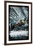 Waterskier - Scratchboard-Lantern Press-Framed Art Print