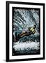 Waterskier - Scratchboard-Lantern Press-Framed Art Print