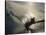 Waterskier Silhouetted with Sun Shining Through Water-null-Stretched Canvas