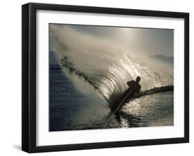 Waterskier Silhouetted with Sun Shining Through Water-null-Framed Photographic Print