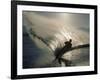 Waterskier Silhouetted with Sun Shining Through Water-null-Framed Photographic Print