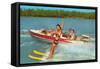 Waterskiing on the Lake, Retro-null-Framed Stretched Canvas