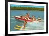 Waterskiing on the Lake, Retro-null-Framed Premium Giclee Print