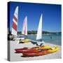 Watersports on Beach, Plage De Santa Giulia, Southeast Coast, Corsica, France, Mediterranean, Europ-Stuart Black-Stretched Canvas