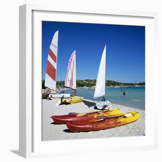 Watersports on Beach, Plage De Santa Giulia, Southeast Coast, Corsica, France, Mediterranean, Europ-Stuart Black-Framed Photographic Print