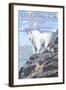 Waterton-Glacier International Peace Park - Mountain Goat and Baby-Lantern Press-Framed Art Print