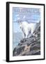 Waterton-Glacier International Peace Park - Mountain Goat and Baby-Lantern Press-Framed Art Print