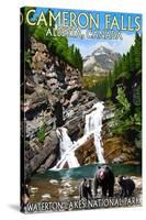 Waterton Lakes National Park, Canada - Cameron Falls and Bear Family-Lantern Press-Stretched Canvas