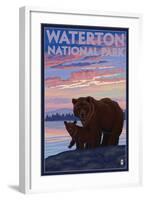 Waterton National Park, Canada - Bear & Cub-Lantern Press-Framed Art Print